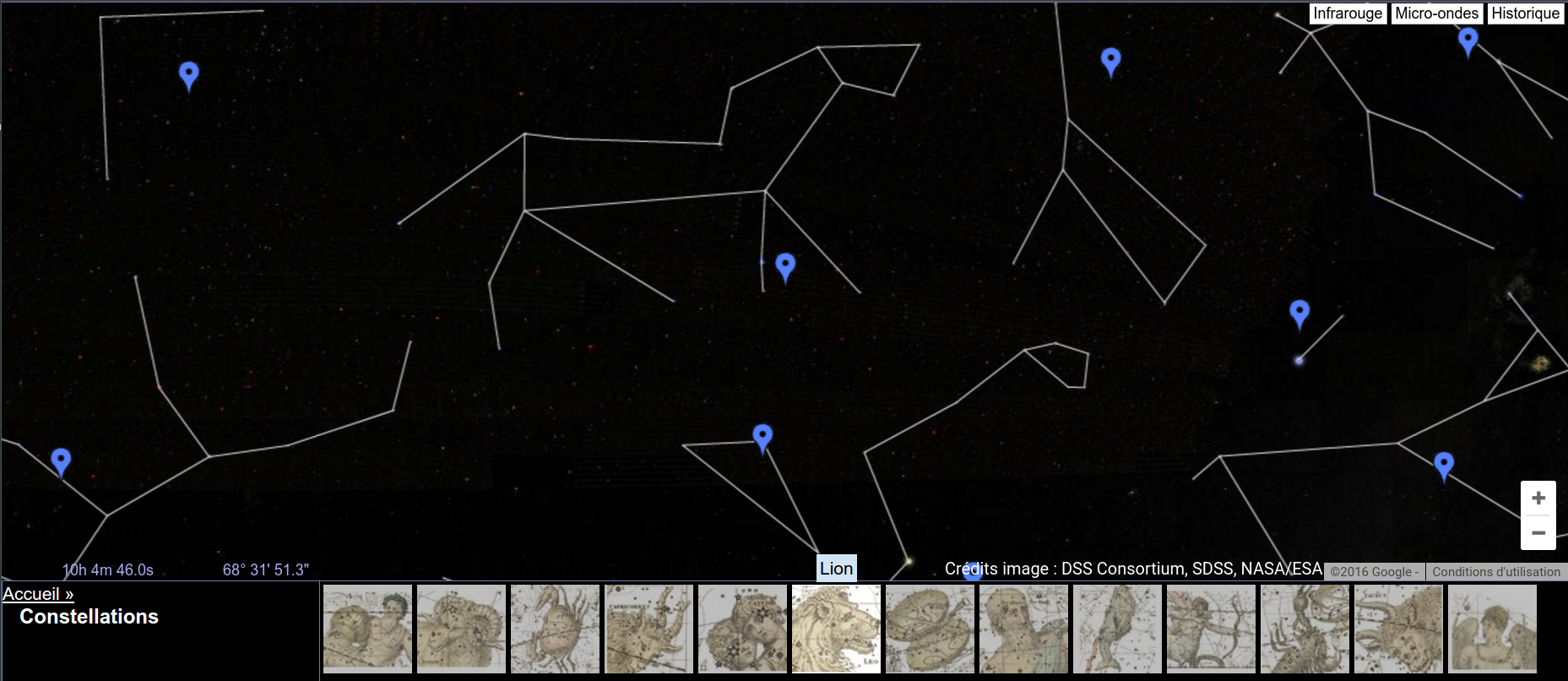 Accueil >> Constellations (capture d’écran GoogleSky). Le ciel est un disney. ©Google
